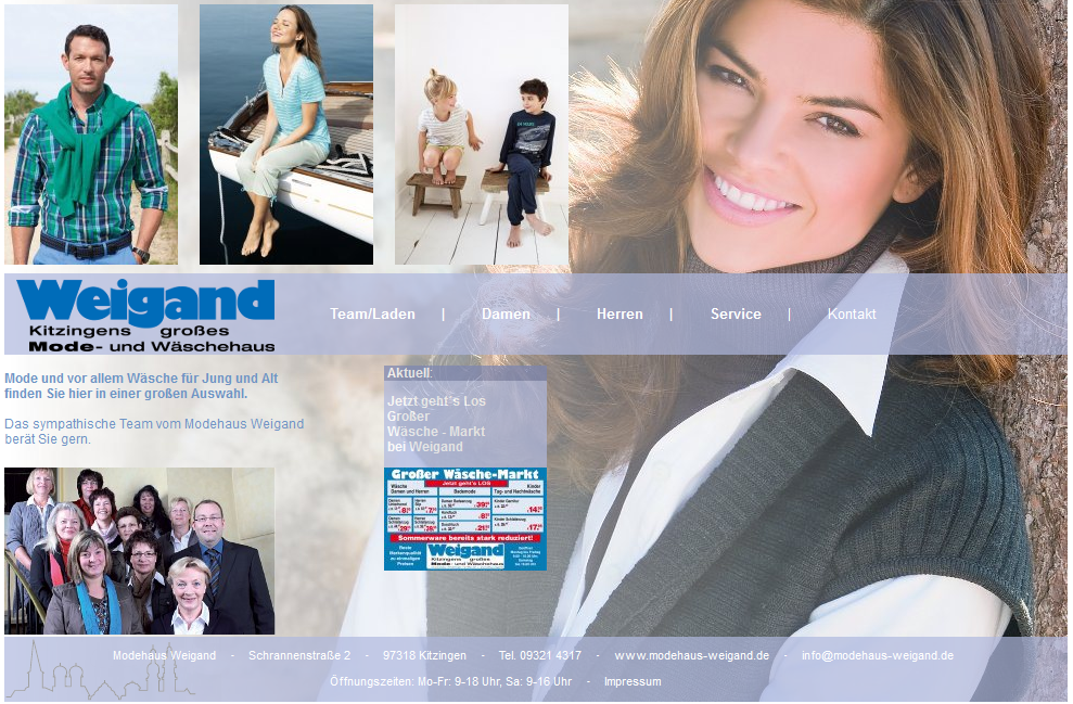 Screenshot der Webseite des Modehaus Wiegand.