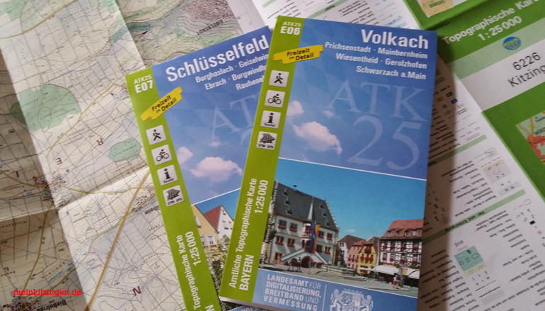 Topographische Karten Volkach, Kitzingen und Schlüsselfeld